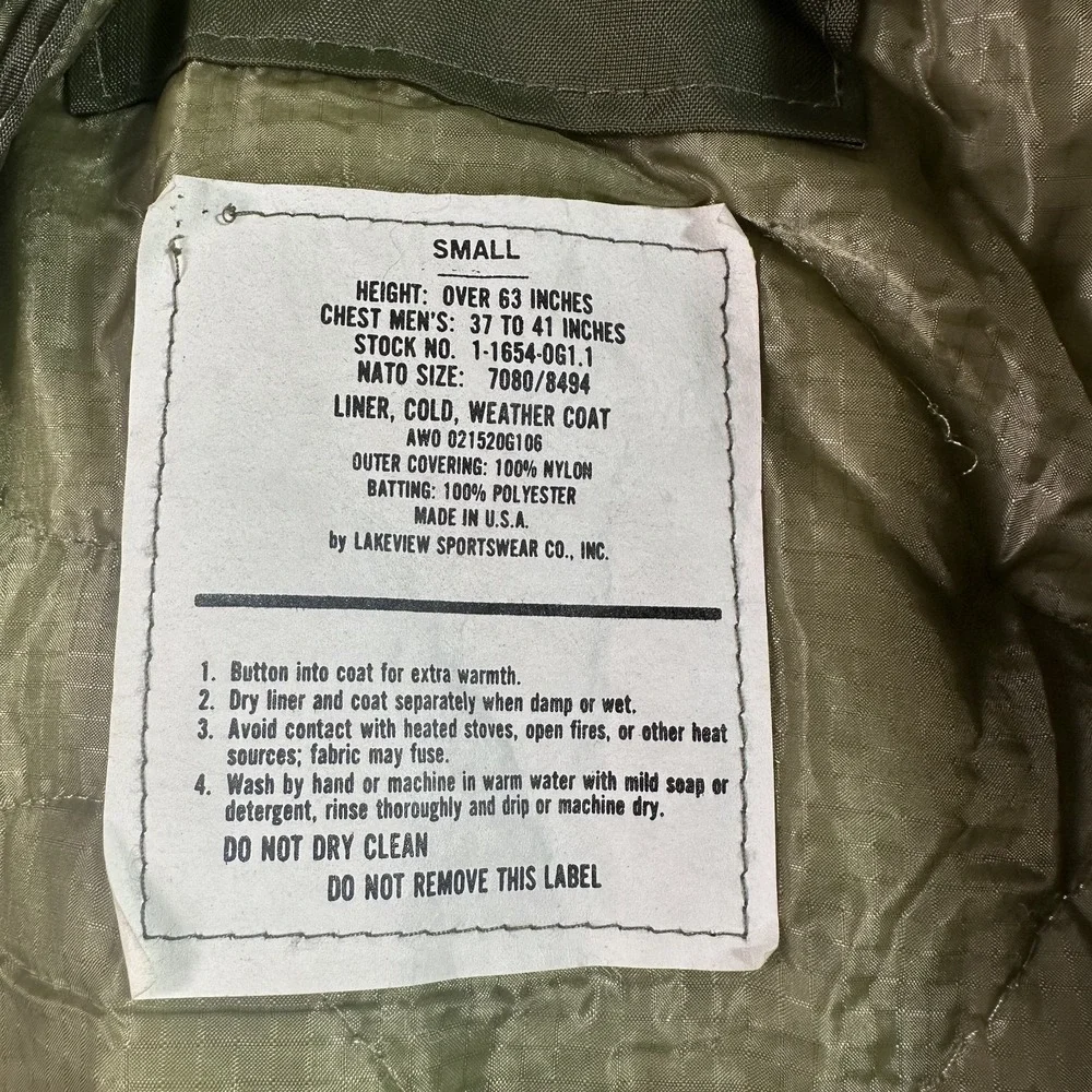 US Military Field Coat Jacket Green OG-107 Lined Vietnam War M65 Army 1975